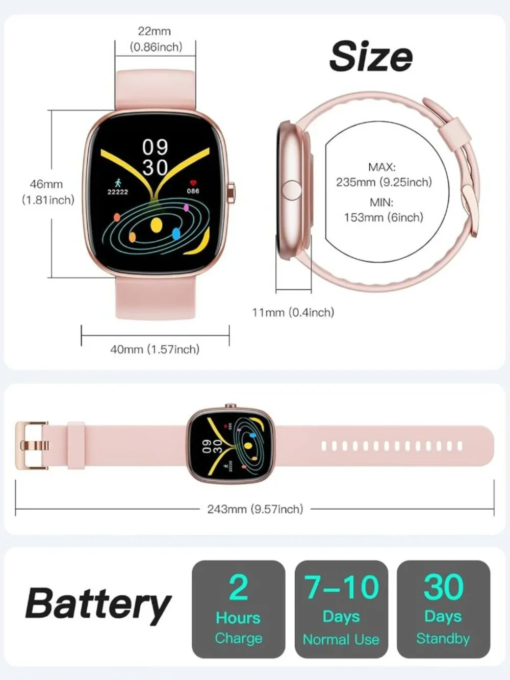 1.8” Fitness Tracker Watch - No Bluetooth/App Needed, Activity Monitor & Step